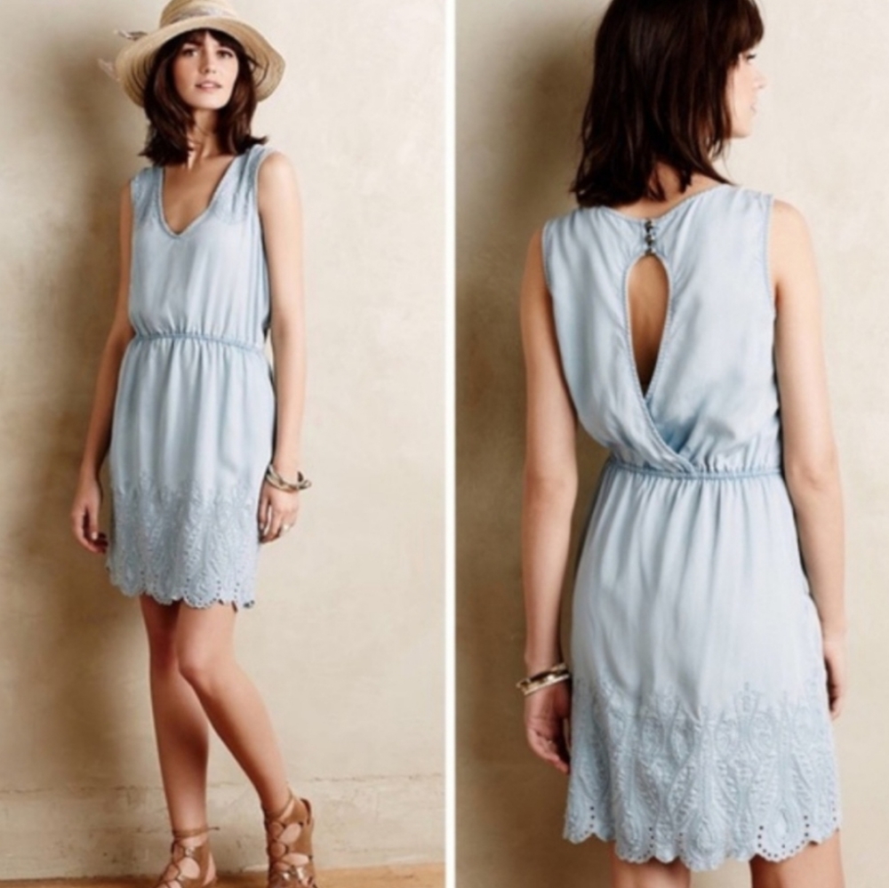 Holding Horses | Chambray Embroidered Dress Medium